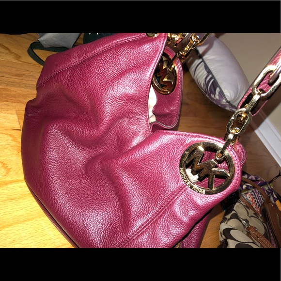 Maroon Leather MK purse - Picture 1 of 2